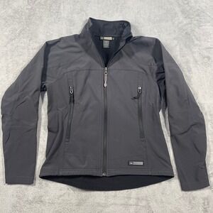 REI Softshell Jacket Women M Gray Fleece Lined Full Zip Mock Neck Activewear